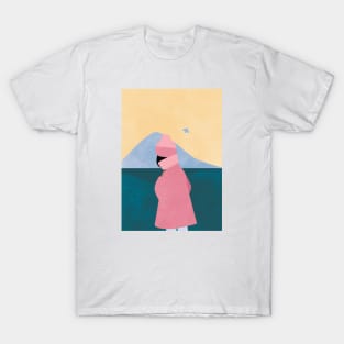 Nordic Girl Print, Icelandic Mountain,  Scandinavian Wall Art, Minimalistic, Modern T-Shirt